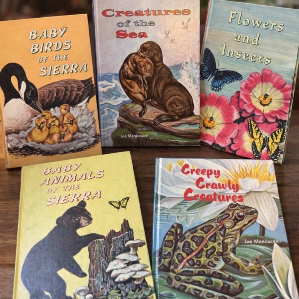 5 Vtg. Children's Books by Joe Maniscalco 1960's Animals Sealife Reptiles Birds